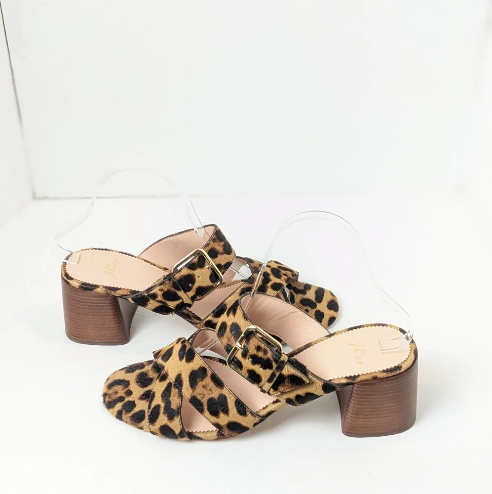 NWOT Jcrew Leopard Penny Slides - Picture 1 of 16